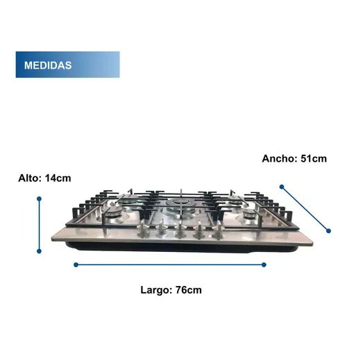 Estufa Parrilla 5 Quemadores Acero Inoxidable Comal Incluido Color Plateado