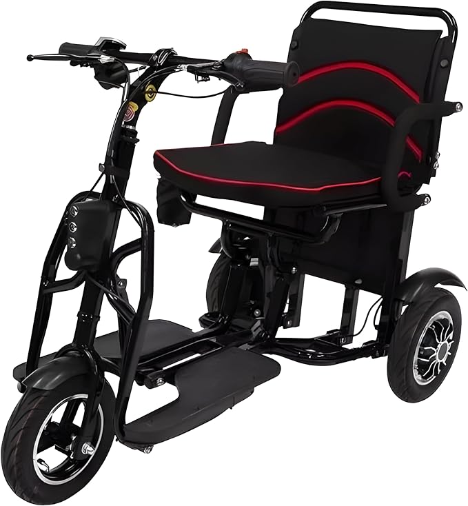 Silla De Ruedas Electrica Scooter Plegable | Facil transporte, Luces delanteras, Botón de control de avance y retroceso, Soporta 100 Kg-Muñeca