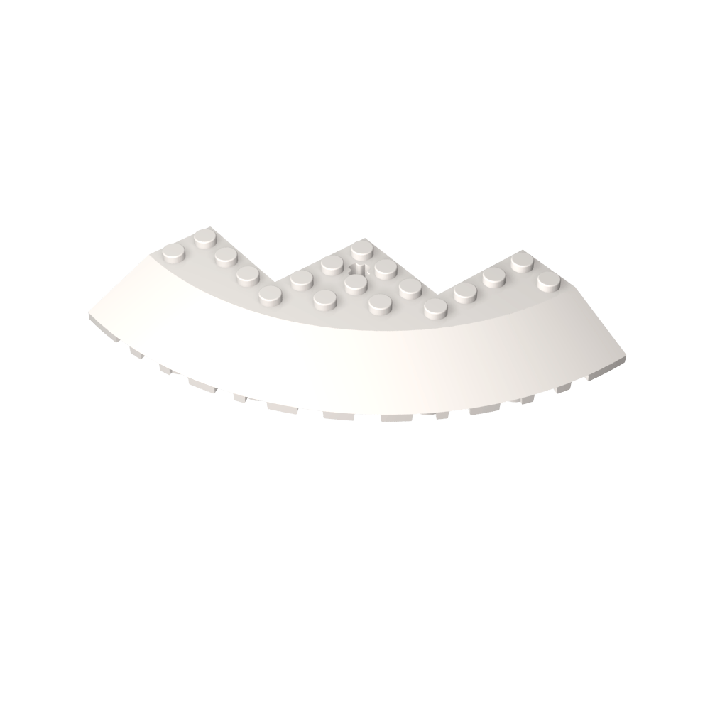 Ziegelstein, runde Ecke, 10 x 10, mit 33° geneigter Kante, Achsloch, Facettenausschnitt - MyGobricks