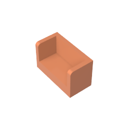 Platte 1 x 2 x 1 mit abgerundeten Ecken und 2 Seiten