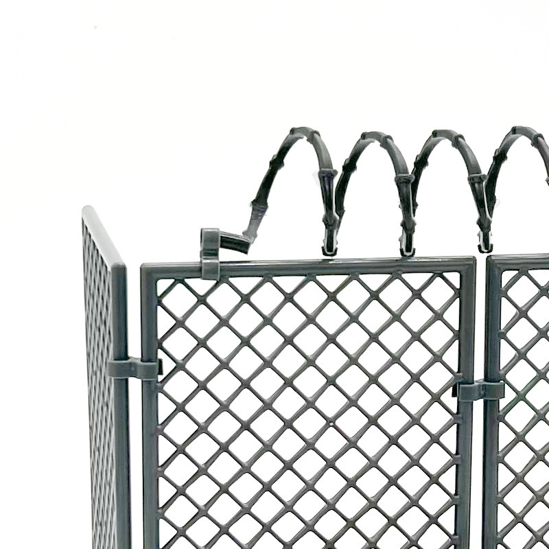 Militärzaun aus Ketten, Dinosaurier-Schutznetz, MOC-Szene aus kleinen Bausteinen