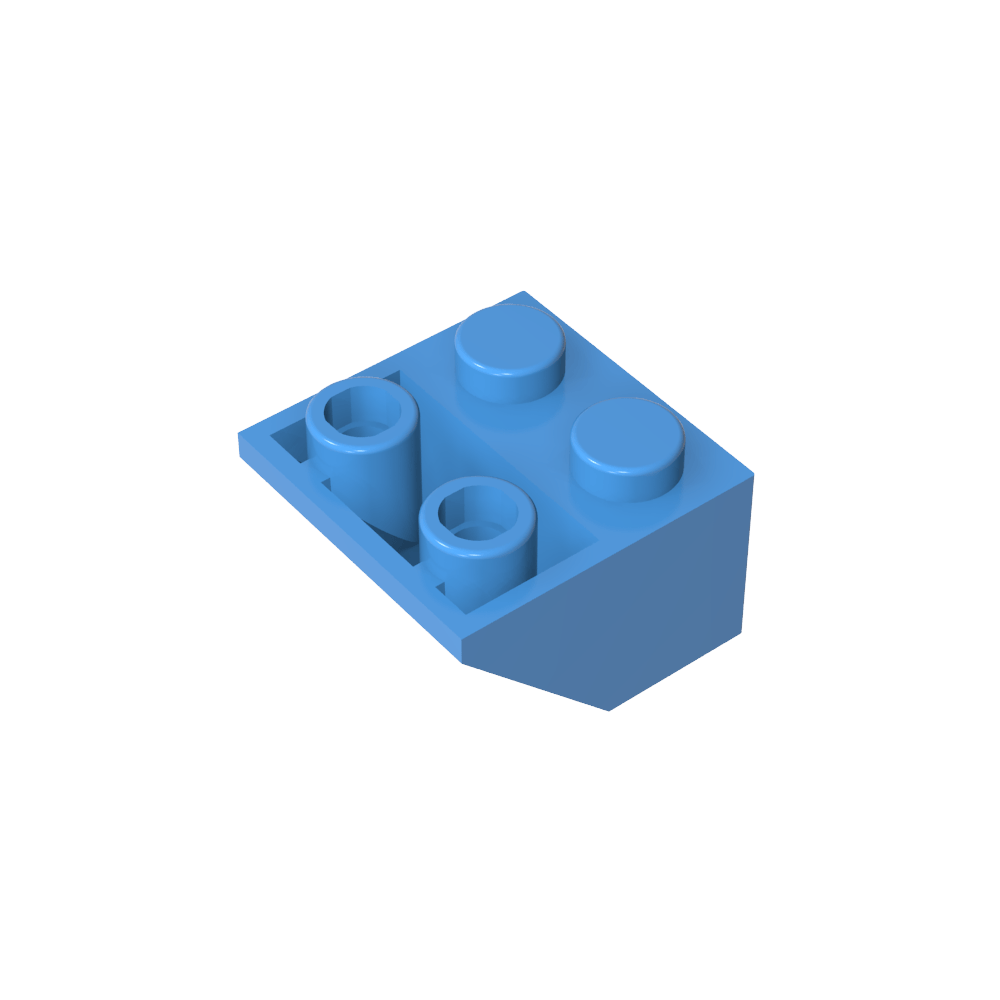 Schräge umgekehrte 45° 2 x 2 [eiförmiger unterer Stift, Bolzenlöcher in Stangengröße]