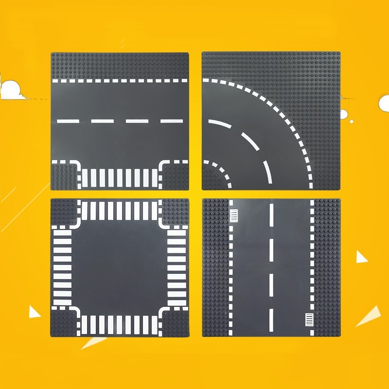Kompatibel mit Grundplatten aus kleinen Partikelbausteinen, Grundplatten für Autobahnen, multifunktionalen Grundplatten für Straßenszenen für städtische Straßen (keine Gobricks)