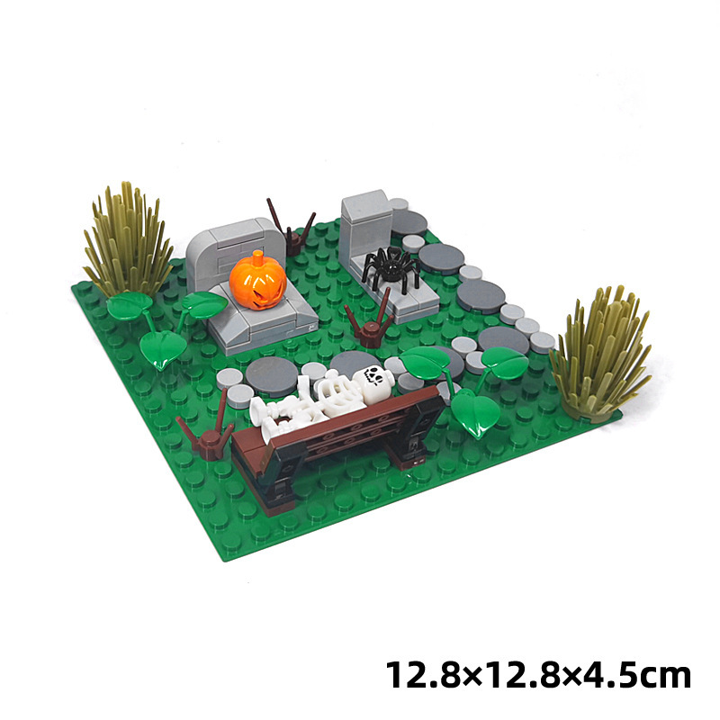 Halloween MOC Figur, Kleine Partikel Geisterschädel Friedhofsszene, Halloween DIY Figur Spielzeug