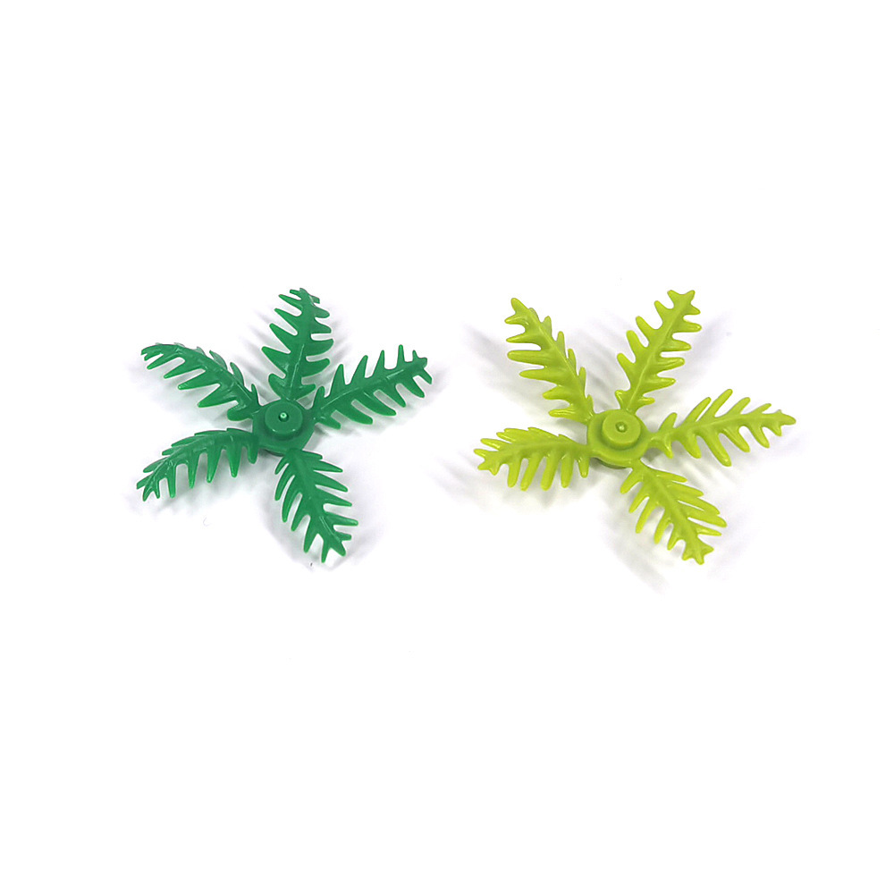 Kleine Bausteine aus Kunststoff, kleine Kokosnussblätter, Palmblätter am Meer, Regenwald-Zubehör-Spielzeug