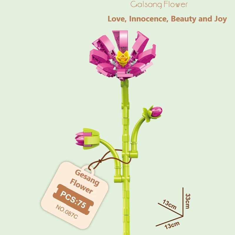 Intelligente Bausteine zur Montage kleiner Partikel in Blumenform, kompatibel mit realistischen Immergrünen, das beste Geburtstags- und Weihnachtsgeschenk