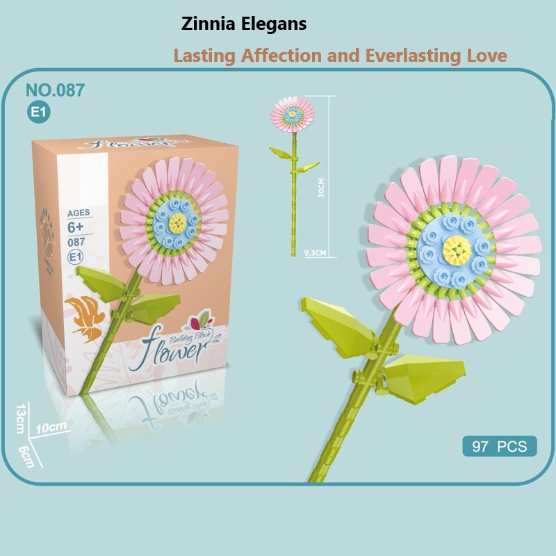 Intelligente Bausteine zur Montage kleiner Partikel in Blumenform, kompatibel mit realistischen Immergrünen, das beste Geburtstags- und Weihnachtsgeschenk