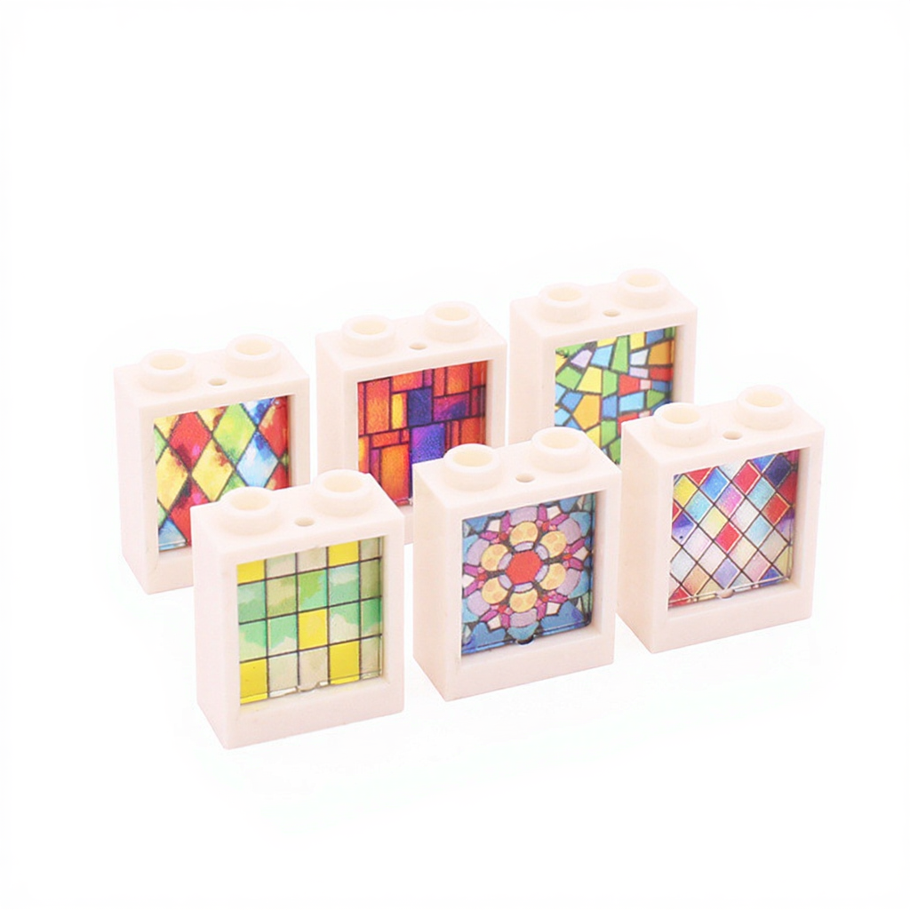 1x2x2 Glasfenster & farbige Wandpaneele | 5 Rahmenfarben & 6 Glasarten | Kompatibel mit #60592+#60601