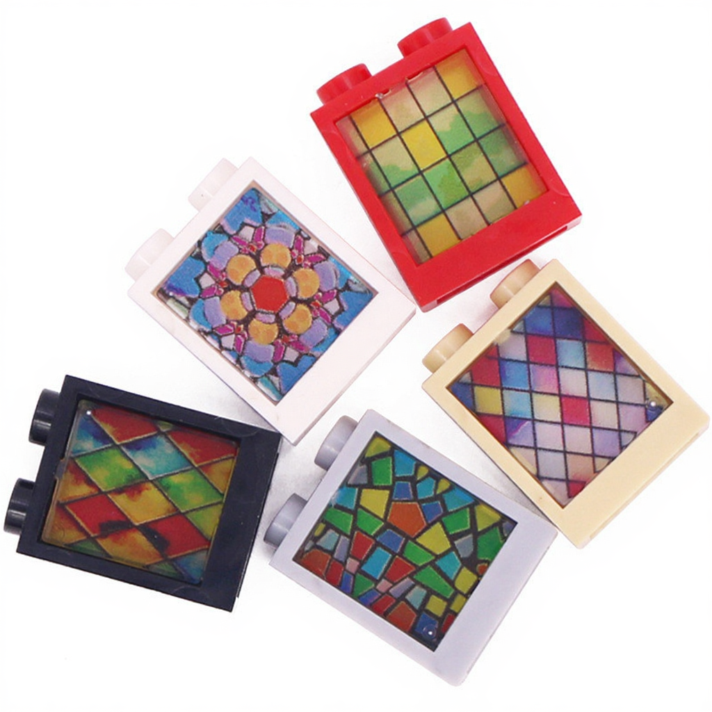 1x2x2 Glasfenster & farbige Wandpaneele | 5 Rahmenfarben & 6 Glasarten | Kompatibel mit #60592+#60601