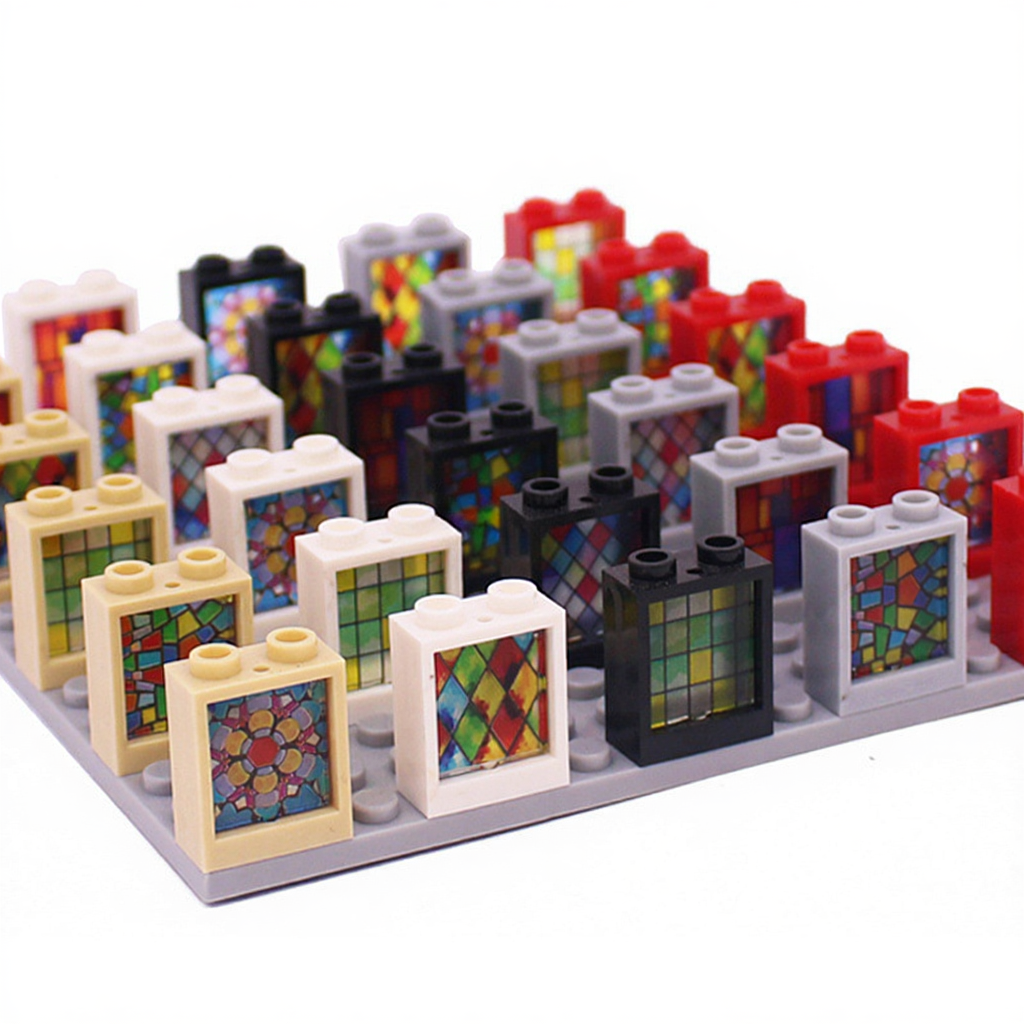 1x2x2 Glasfenster & farbige Wandpaneele | 5 Rahmenfarben & 6 Glasarten | Kompatibel mit #60592+#60601