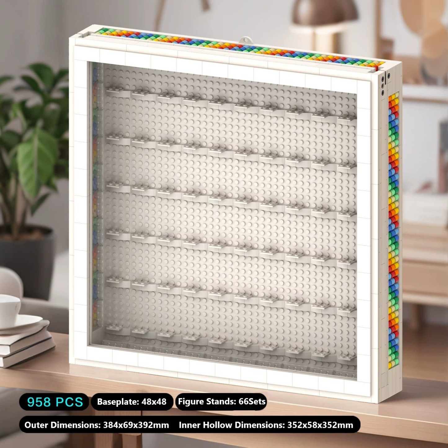 Regenbogen-Fotorahmen in Form von Bausteinfiguren, kompatibel mit kleinen DIY-Aufbewahrungsornamenten