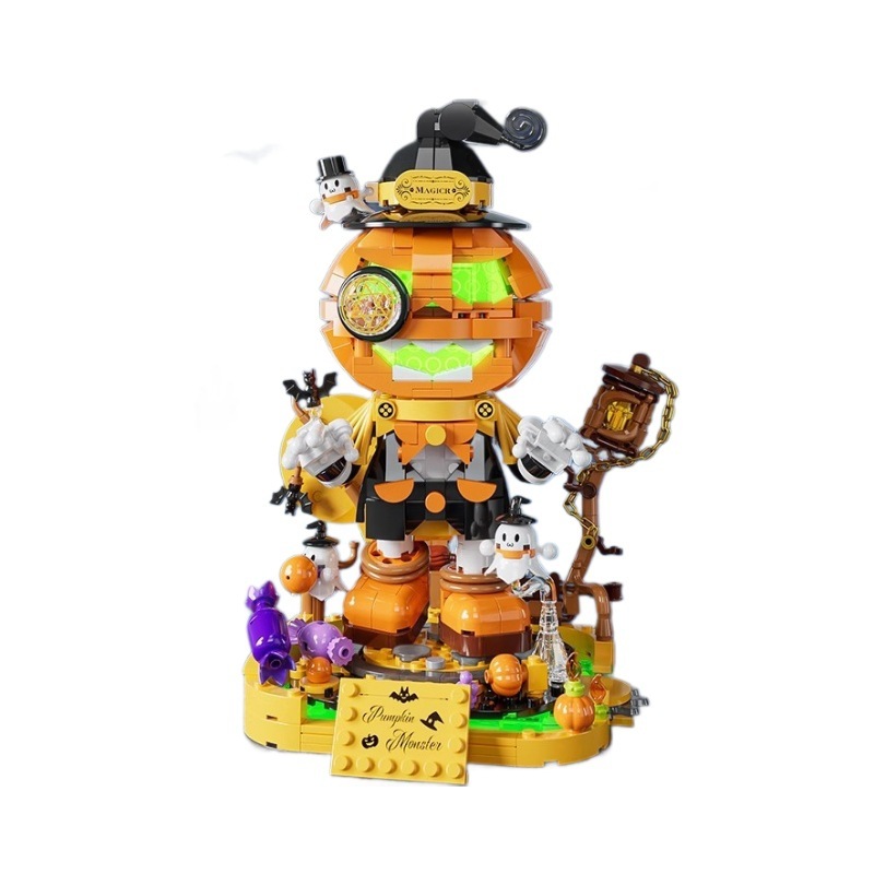 JIAQI AK108 Halloween-Bauset Kürbis-Geister-Modell, kompatibel mit kleinen Bausteinen
