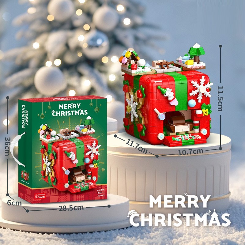 Kompatibel mit Bausteinen mit kleinen Partikeln, mechanisches Puzzle-Set mit Weihnachtsmotiven