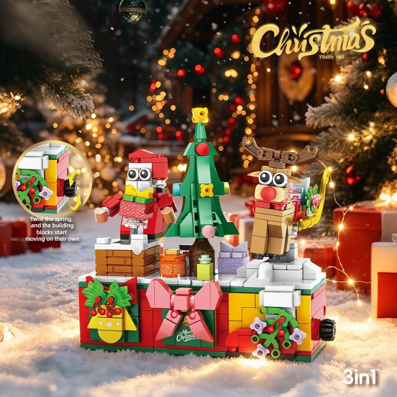 Kompatibles Weihnachtsbausteinset mit kleinen Teilen, Weihnachtsbaum-Bauspielzeug für Kinder