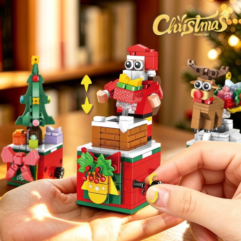 Kompatibles Weihnachtsbausteinset mit kleinen Teilen, Weihnachtsbaum-Bauspielzeug für Kinder
