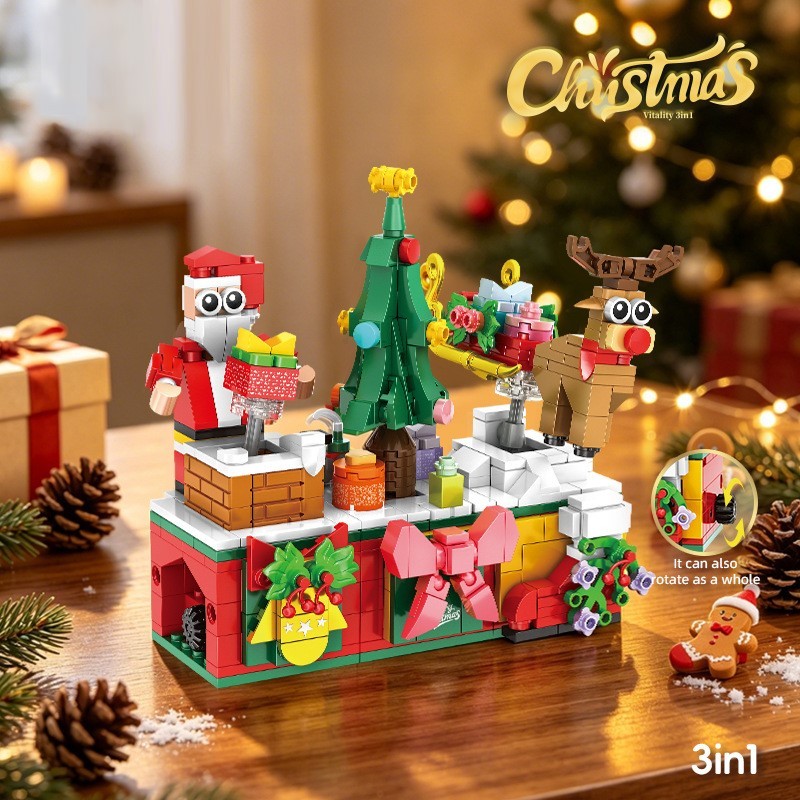 Kompatibles Weihnachtsbausteinset mit kleinen Teilen, Weihnachtsbaum-Bauspielzeug für Kinder