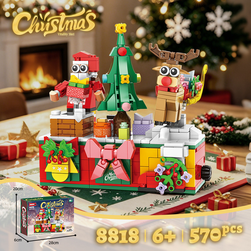 Kompatibles Weihnachtsbausteinset mit kleinen Teilen, Weihnachtsbaum-Bauspielzeug für Kinder