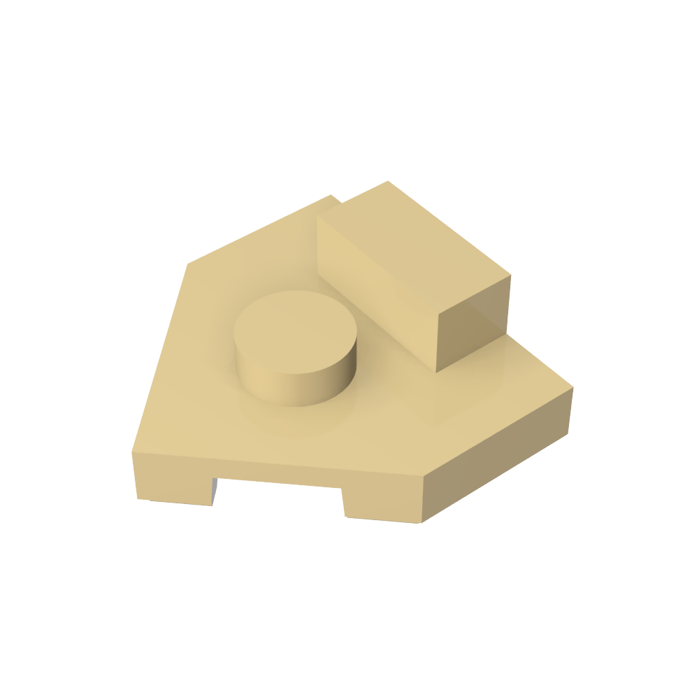 Platte Spezial 2 x 2 Keil, Mittelbolzen, 1 x 1/2 erhöhte Lasche-MyGobricks