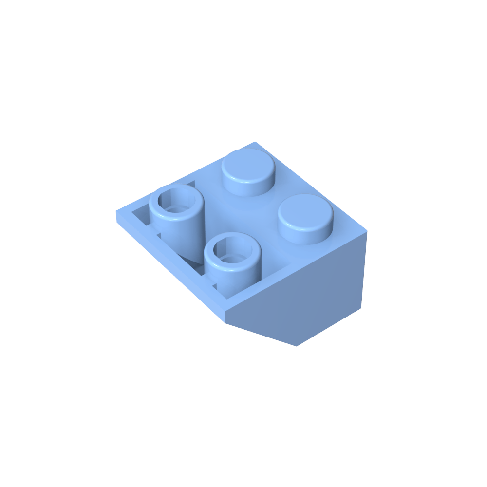Schräge umgekehrte 45° 2 x 2 [eiförmiger unterer Stift, Bolzenlöcher in Stangengröße]