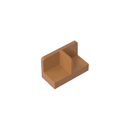Platte 1 x 2 x 1 mit abgerundeten Ecken und Mittelteiler