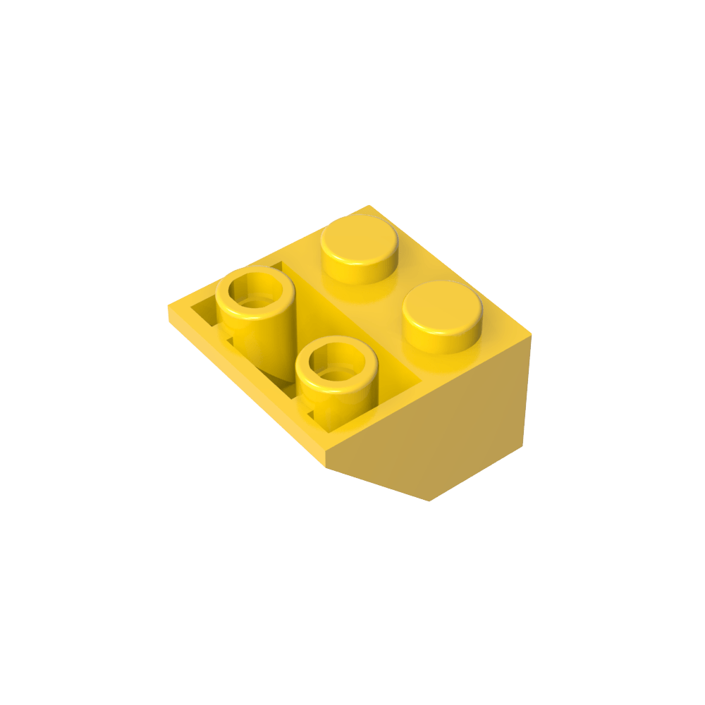 Schräge umgekehrte 45° 2 x 2 [eiförmiger unterer Stift, Bolzenlöcher in Stangengröße]