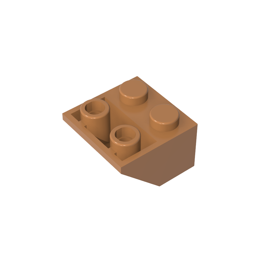 Schräge umgekehrte 45° 2 x 2 [eiförmiger unterer Stift, Bolzenlöcher in Stangengröße]