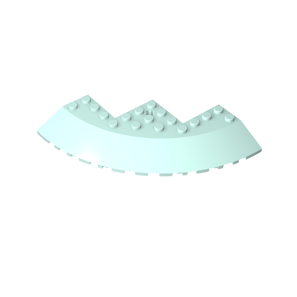 Ziegelstein, runde Ecke, 10 x 10, mit 33° geneigter Kante, Achsloch, Facettenausschnitt - MyGobricks