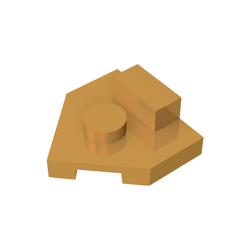 Platte Spezial 2 x 2 Keil, Mittelbolzen, 1 x 1/2 erhöhte Lasche-MyGobricks