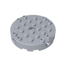 Kreisförmige 6x6-Form mit vier seitlichen Stiftlöchern und einem Mittelloch
