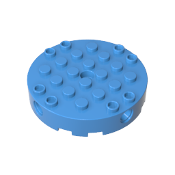 Kreisförmige 6x6-Form mit vier seitlichen Stiftlöchern und einem Mittelloch
