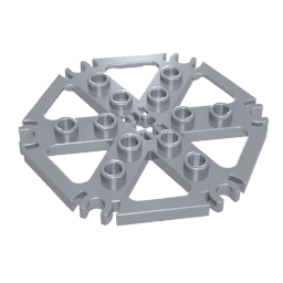 Technic Plattenrotor 6-Blatt mit verbundenen Clip-Enden [auch bekannt als Wasserrad] - Hohlbolzen