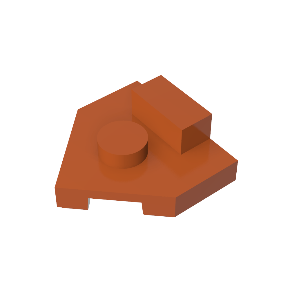 Platte Spezial 2 x 2 Keil, Mittelbolzen, 1 x 1/2 erhöhte Lasche-MyGobricks