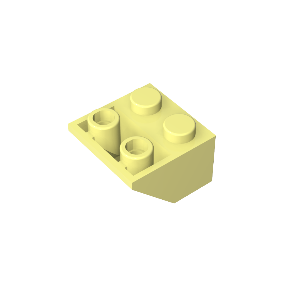Schräge umgekehrte 45° 2 x 2 [eiförmiger unterer Stift, Bolzenlöcher in Stangengröße]