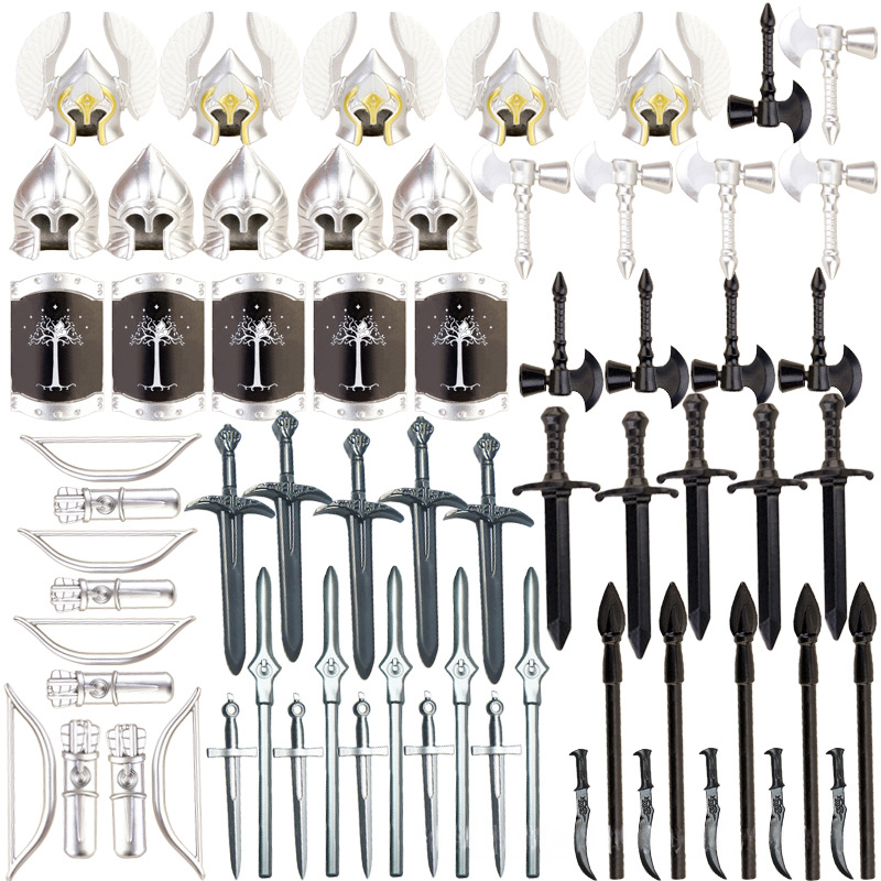 Kompatibel mit Plastikbaufiguren-Zubehör, Militärrüstung, Helmbausteinen, Waffen- und Schutzausrüstungssets