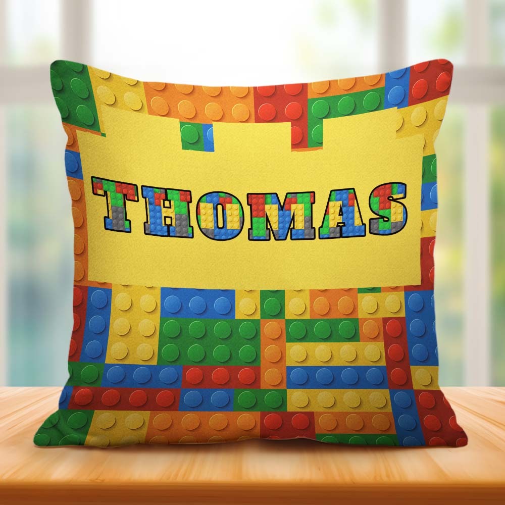 Personalisiertes Bausteinkissen mit Bezug, Kinder-Wohndekokissen, Bestes Geschenk für die Geburtstagsfeier eines Baustein-Enthusiasten