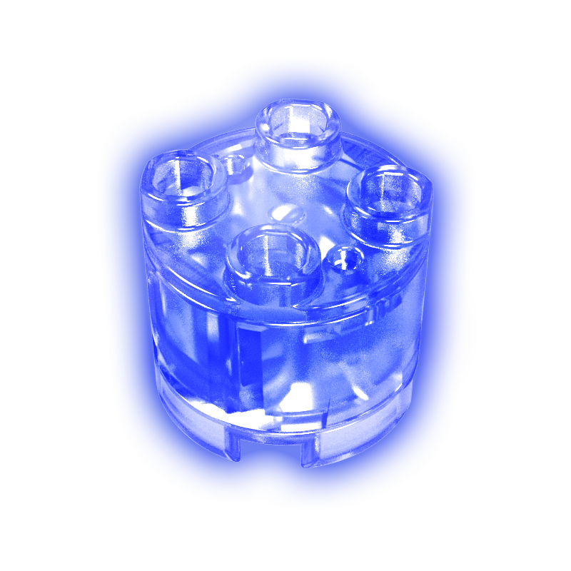 2x2 zylindrisches LED-Leuchtteil - Blaues Licht - Transparente Hülle