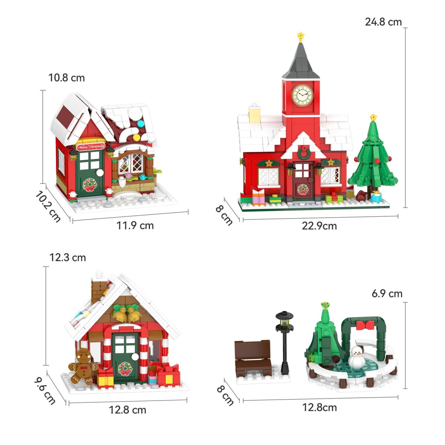 Weihnachtsdorf-Bausteinset, Weihnachtsstadthaus-Szene, kompatibel mit Standard-Bausteinen