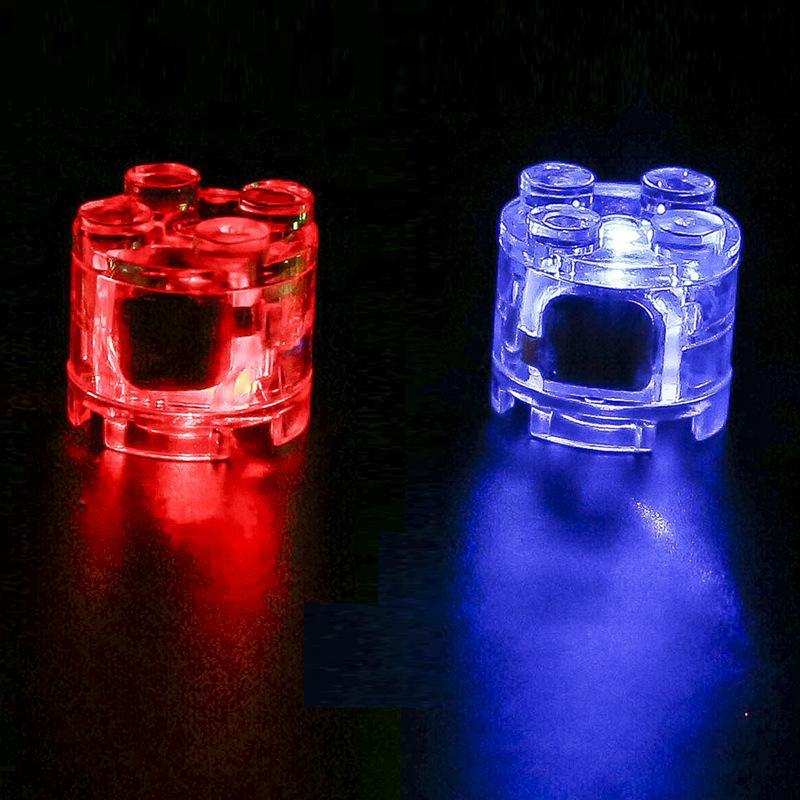 2x2 Runde Bausteinlampe, kompatibel mit kleinen Bausteinteilen, LED-Licht, mehrfarbig blinkend, Spielzeugzubehör