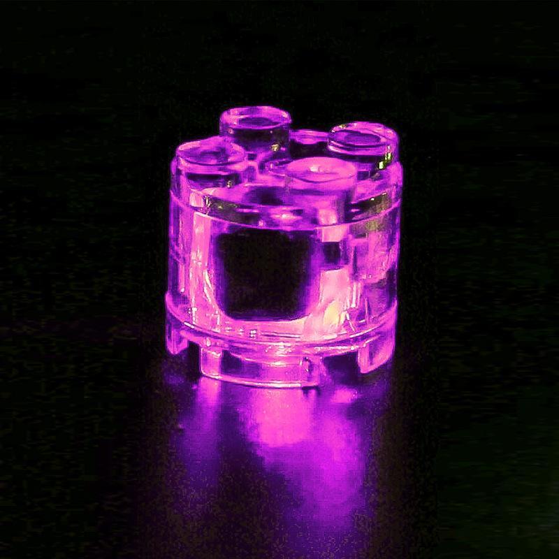 2x2 Runde Bausteinlampe, kompatibel mit kleinen Bausteinteilen, LED-Licht, mehrfarbig blinkend, Spielzeugzubehör