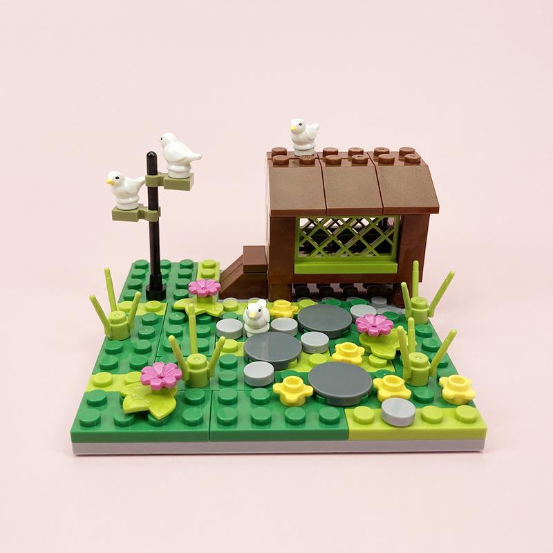 MOC Bauernhof-Szene-Bausteinset, Haus- und Gartenbausteine – Montageteile