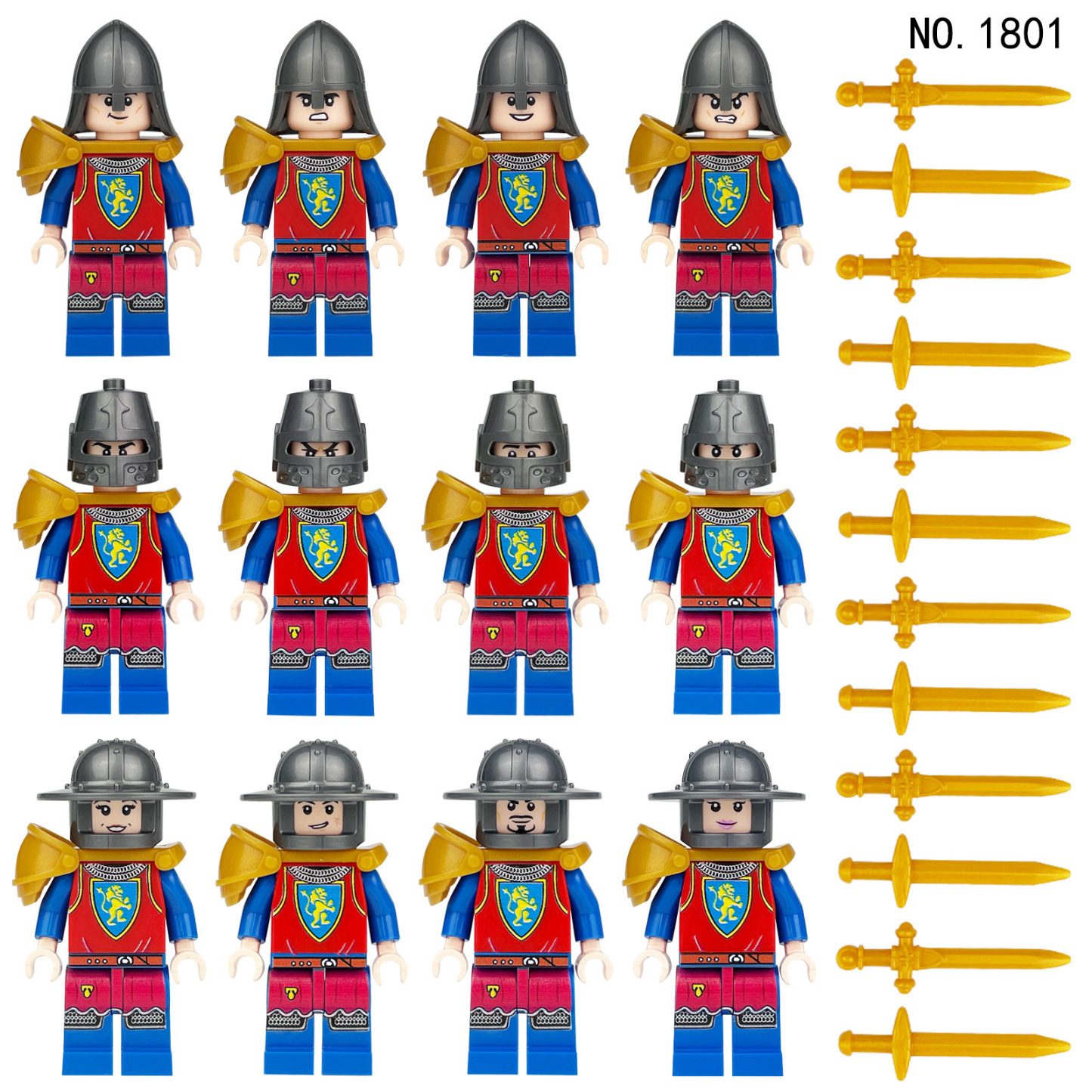 99 mittelalterliche Ritter, Militärwaffenzubehör von 1813, Burgsoldaten-Minifiguren-Set