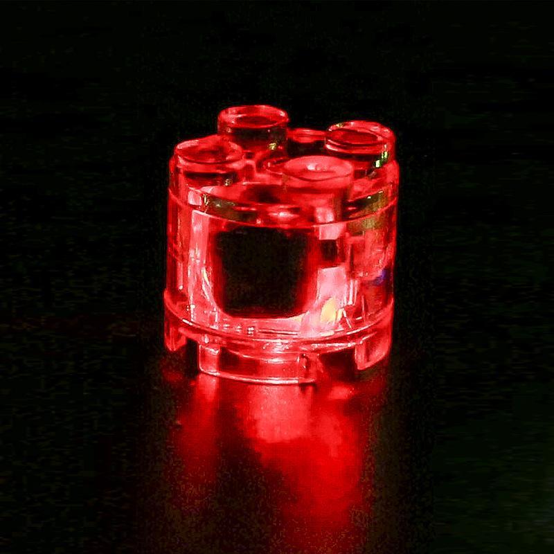 2x2 Runde Bausteinlampe, kompatibel mit kleinen Bausteinteilen, LED-Licht, mehrfarbig blinkend, Spielzeugzubehör