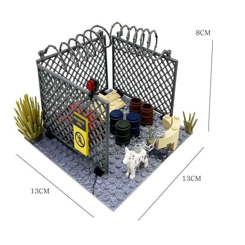 MOC-Militärbasisszene, Wachposten und Schießstand-Set, DIY-Bausatz aus kleinen Partikelbausteinen