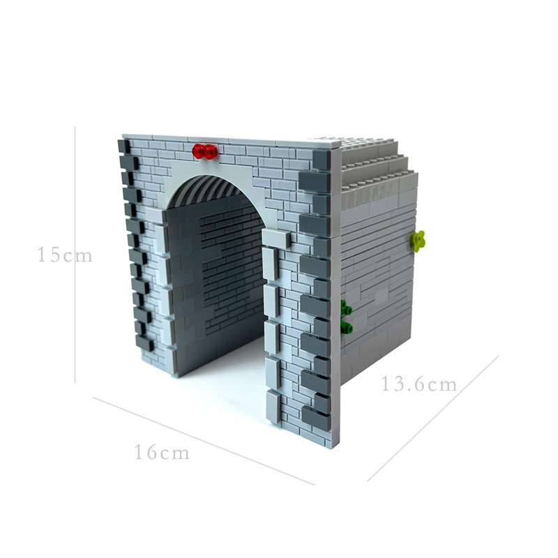Eisenbahnszene, Gleiszubehör aus kleinen Bausteinen, DIY-Set für einen Wartetunnel