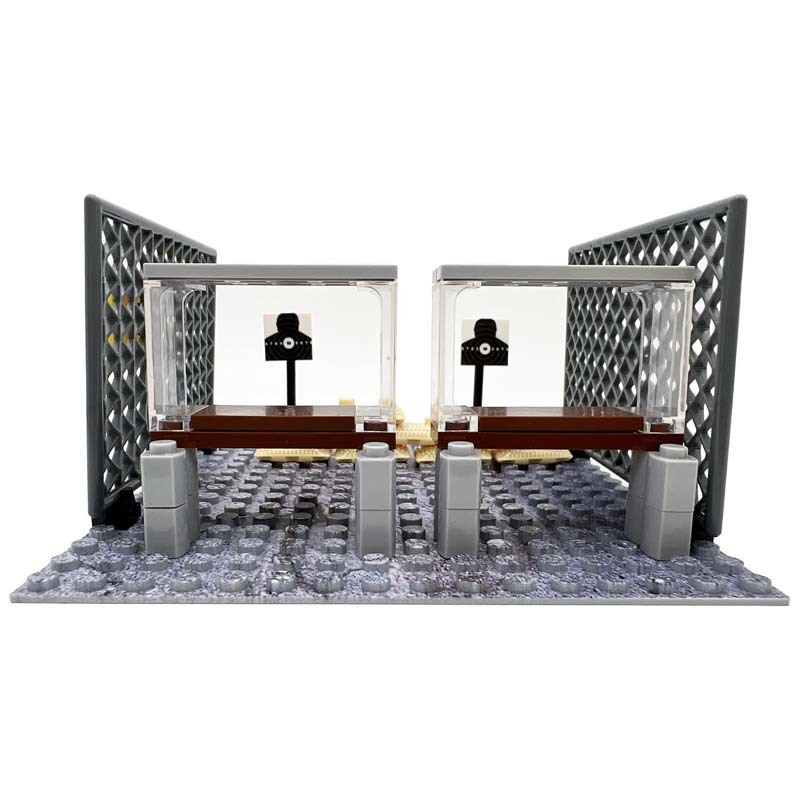 MOC-Militärbasisszene, Wachposten und Schießstand-Set, DIY-Bausatz aus kleinen Partikelbausteinen