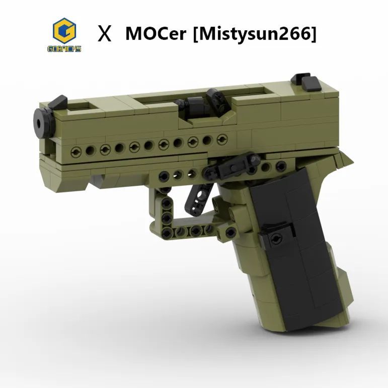 Glock 43X Soft-Launch Modell aus Klemmbausteinen – Spielzeug-Waffen-Sets aus Bausteinen – GOBRICKS x MOCERS Kollaboration: Brick Zone