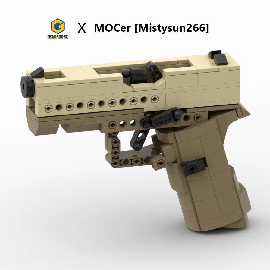 Glock 43X Soft-Launch Modell aus Klemmbausteinen – Spielzeug-Waffen-Sets aus Bausteinen – GOBRICKS x MOCERS Kollaboration: Brick Zone
