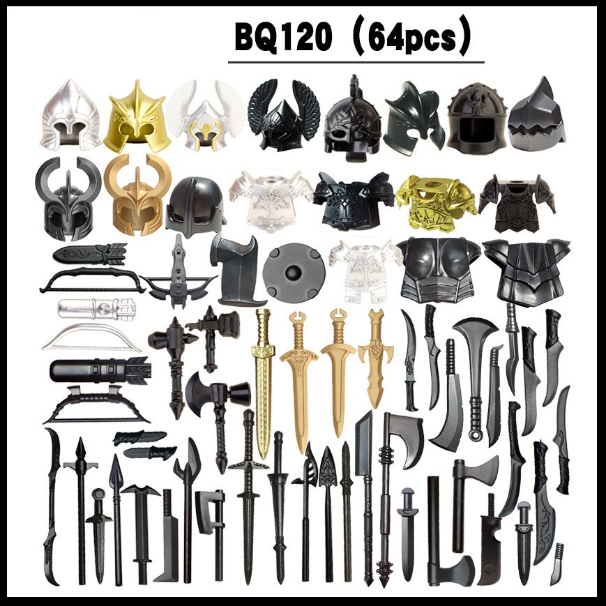 Kompatibel mit Plastikbaufiguren-Zubehör, Militärrüstung, Helmbausteinen, Waffen- und Schutzausrüstungssets