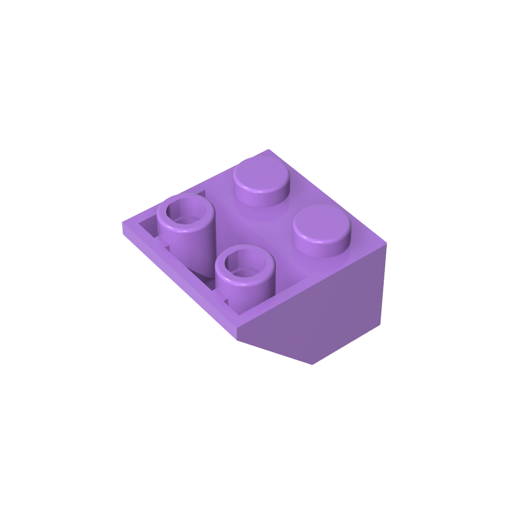 Schräge umgekehrte 45° 2 x 2 [eiförmiger unterer Stift, Bolzenlöcher in Stangengröße]