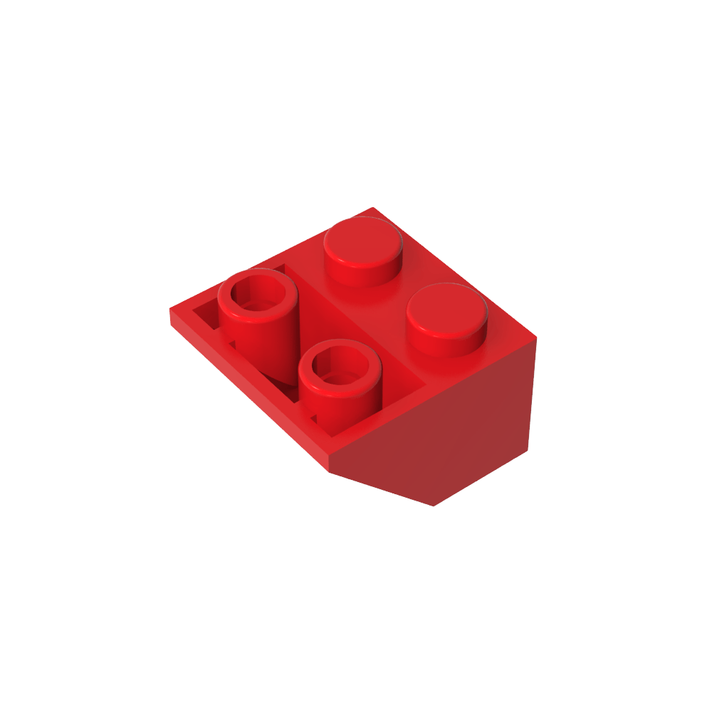 Schräge umgekehrte 45° 2 x 2 [eiförmiger unterer Stift, Bolzenlöcher in Stangengröße]